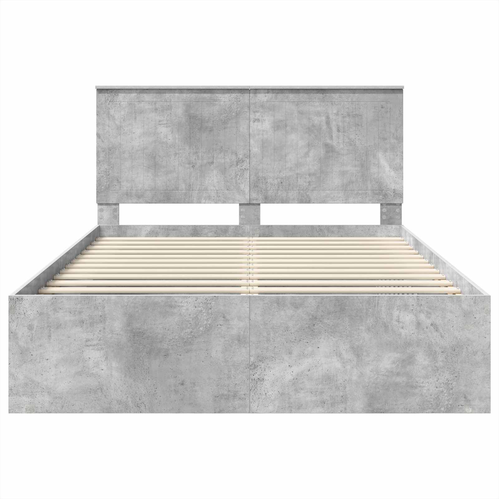 Cadre de lit gris béton en bois de pin massif pour la chambre, 135 × 190 cm - 7
