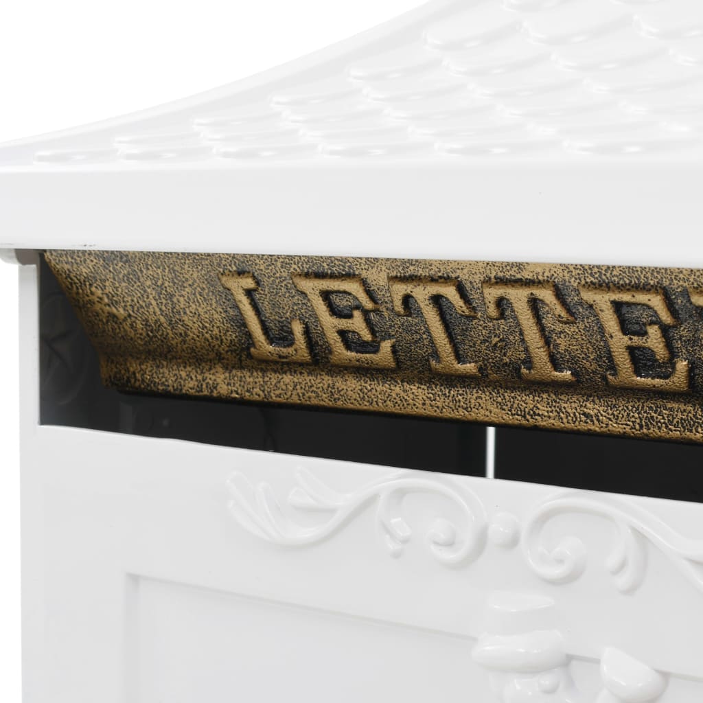 vidaXL Boîte aux lettres sur pied Aluminium Vintage Antirouille Blanc - 4
