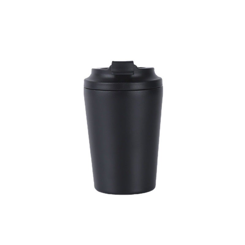Czarny, szczelny termos do kawy ze stali nierdzewnej, w stylu amerykańskim, z podziałką, 350 ml