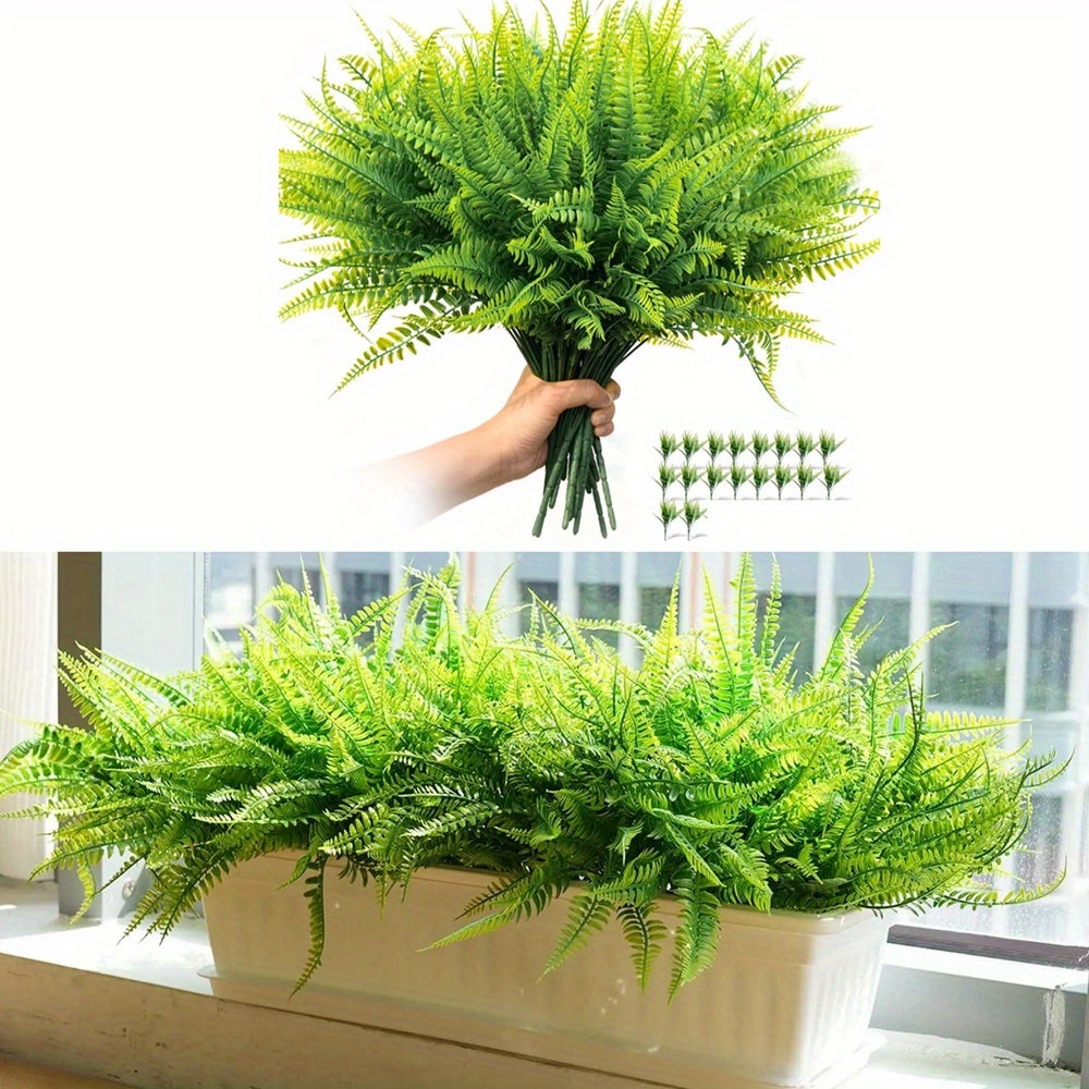 HUAESIN Lot De 4 Fougères Artificielles Extérieur – Plantes Suspendues Boston Faux 42 Cm, UV Résistantes & Imperméables Pour Jardin, Balcon, Maison