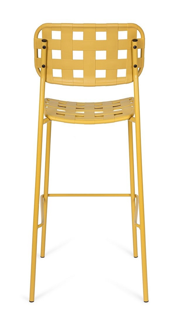 Tabouret d'extérieur en acier et polypropylène résistant aux UV, jaune - 4