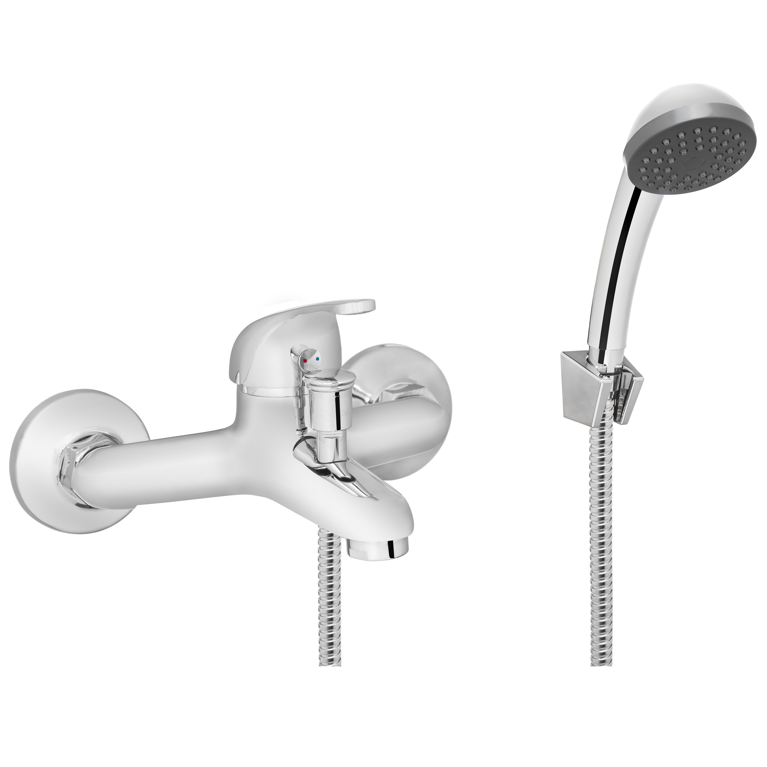 Bateria Wannowa Ścienna Kran do Wanny z Natryskiem INVENA Mitris Chrom