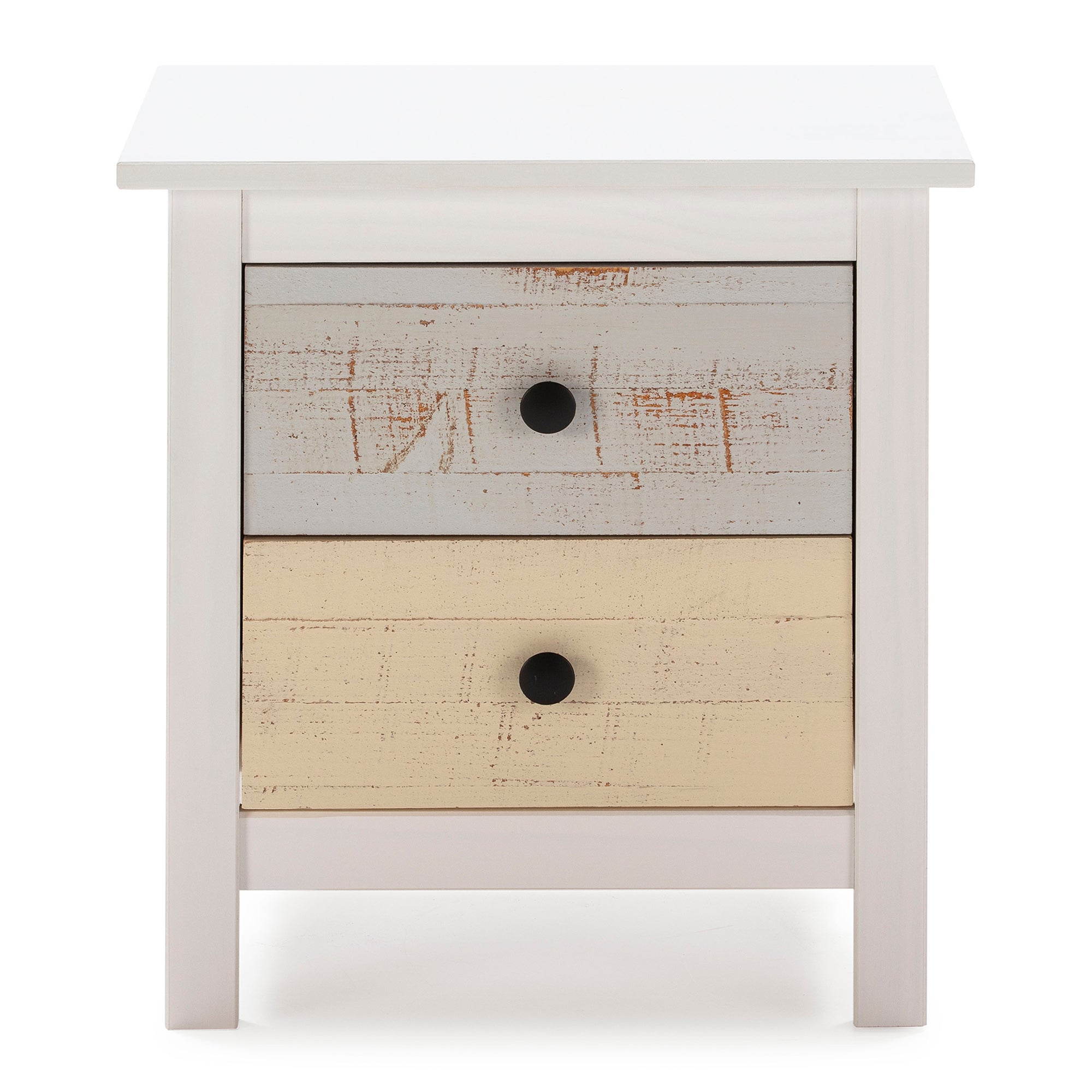 Table de Chevet 2 tiroirs Magda, dans Les tiroirs Blancs et Multicolors - 3