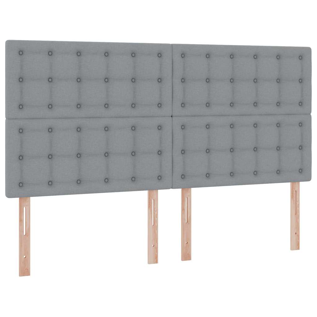 Lit avec rangement et matelas gris clair 180 x 200 cm tissu - 9