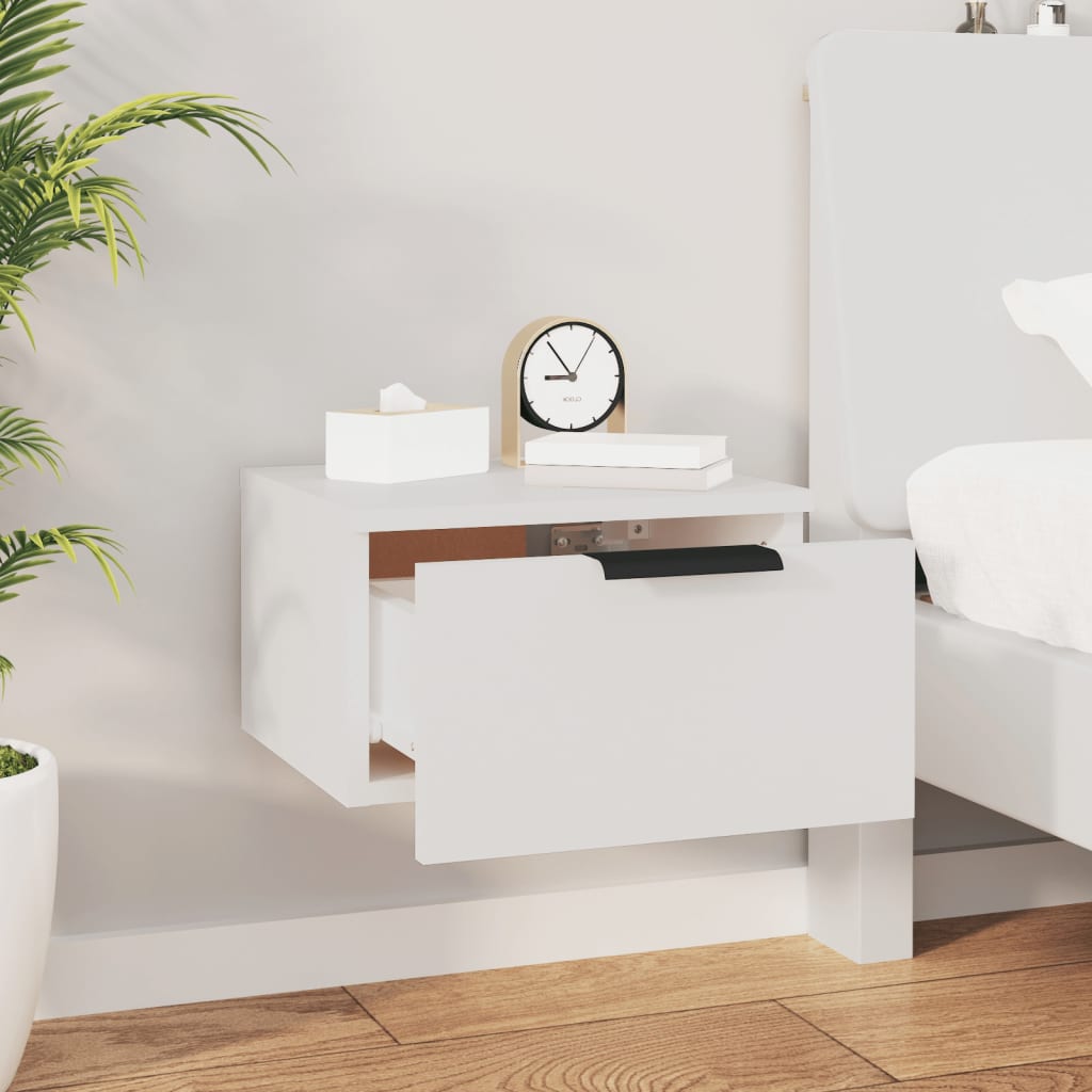 Mesita de noche de pared，Mesilla de noche flotante blanco 34x30x20 cm CFW23732 - 7