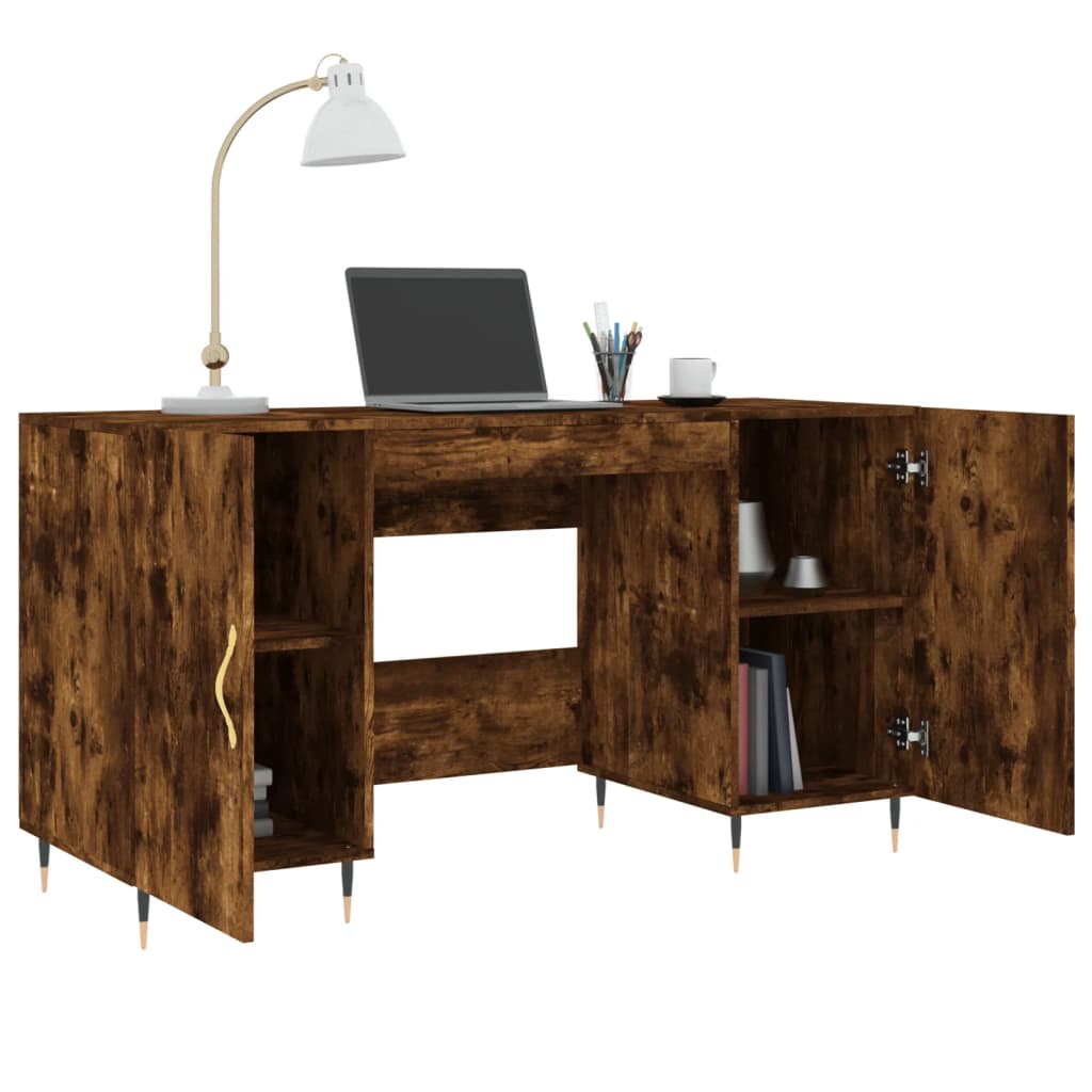 Bureau，Table de travail，Table d'étude chêne fumé 140x50x75 cm bois d'ingénierie CWV67642 - 4