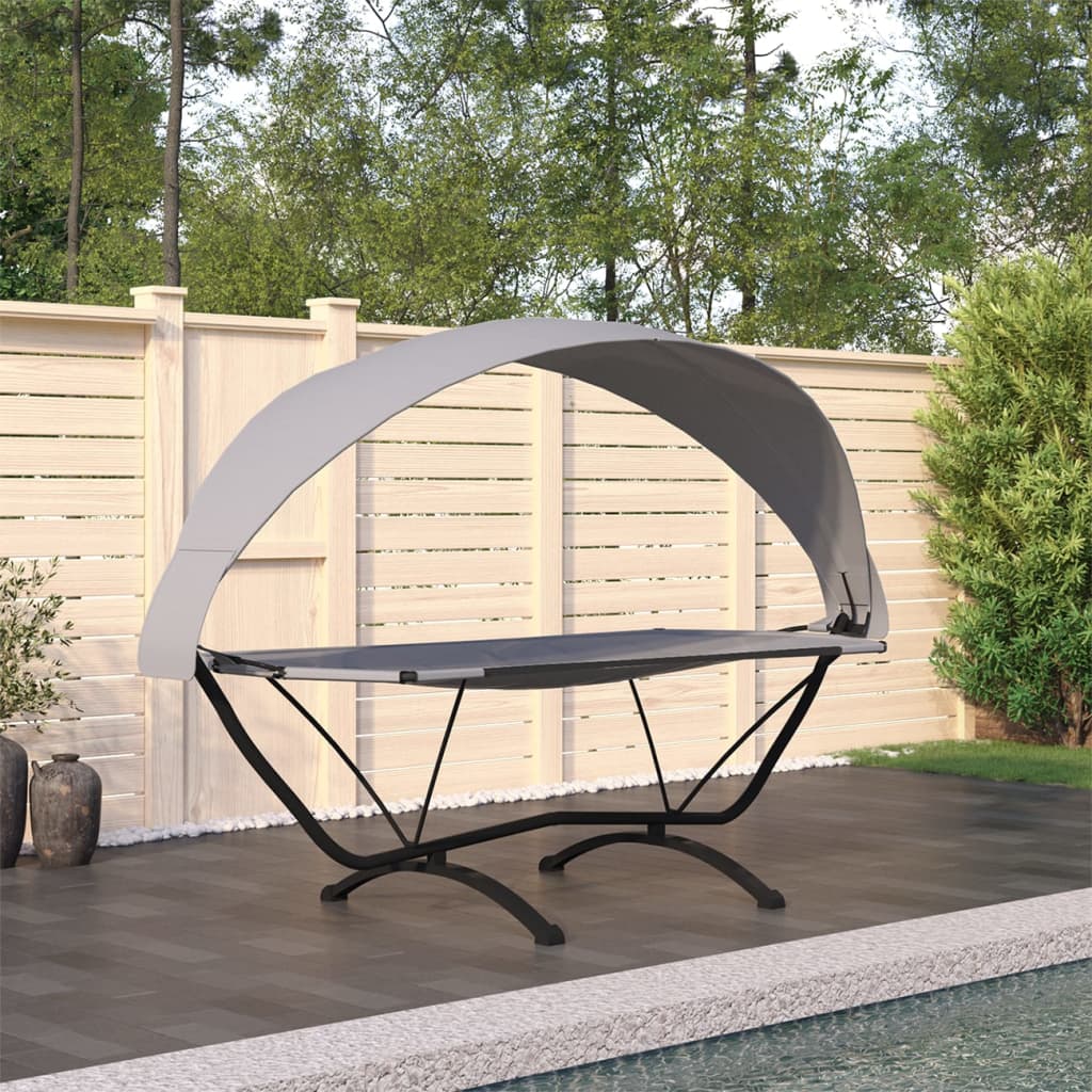 Maison exclusive - tumbona de jardín con dosel de acero y tela oxford gris