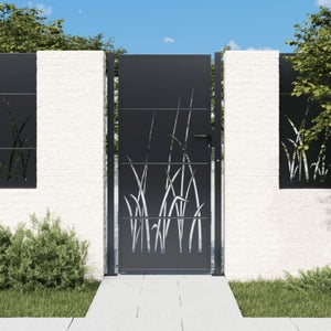 Portail De Jardin Noir 121x8x120 Cm En Fer Forgé - Portillon Ornemental Pour Clôture Et Entrée Élégante