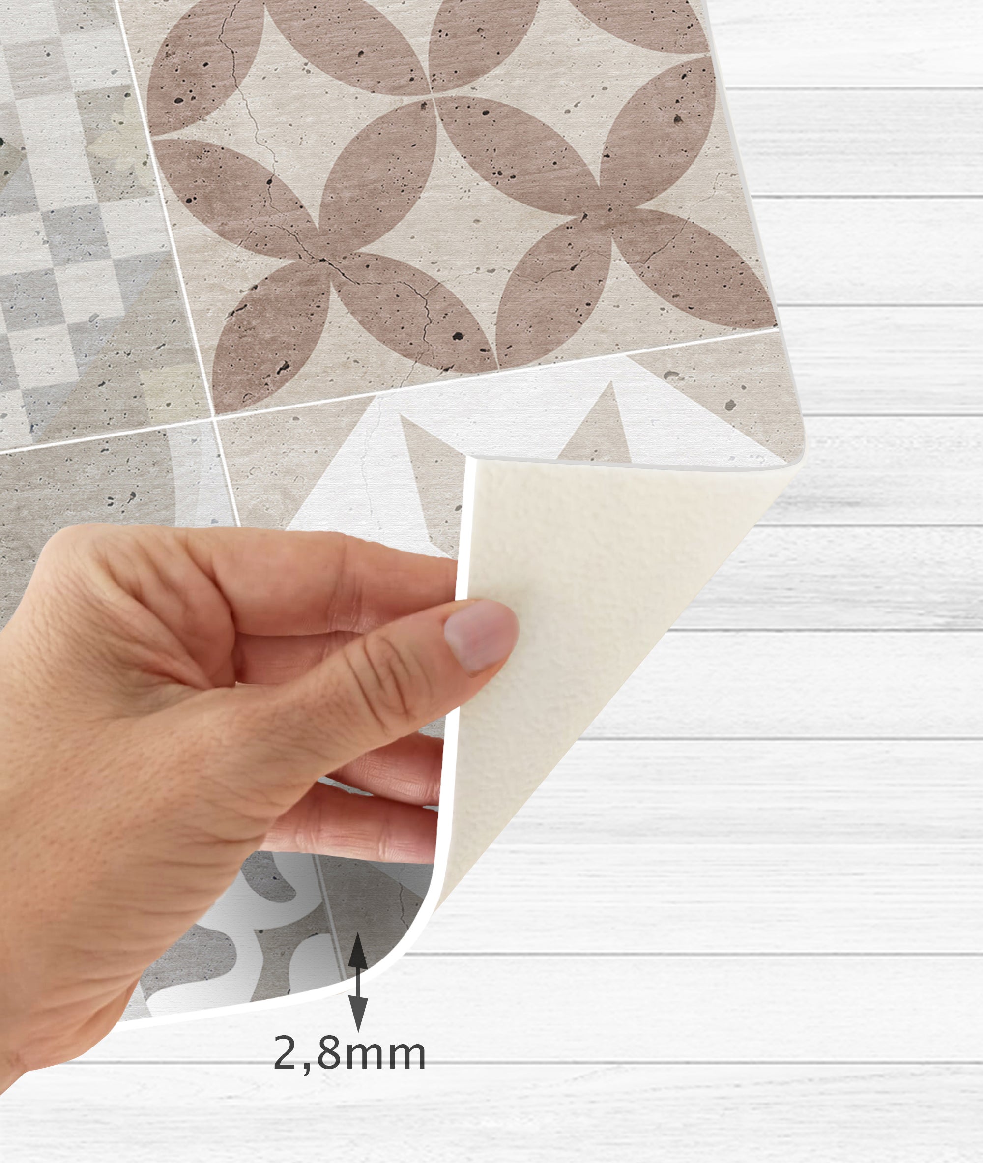 Tapis antidérapant en vinyle Carrelages vintage 2 66x100 - PVC imprimé, lavable, ignifuge, pour le salon ou la cuisine, style hydraulique - 4