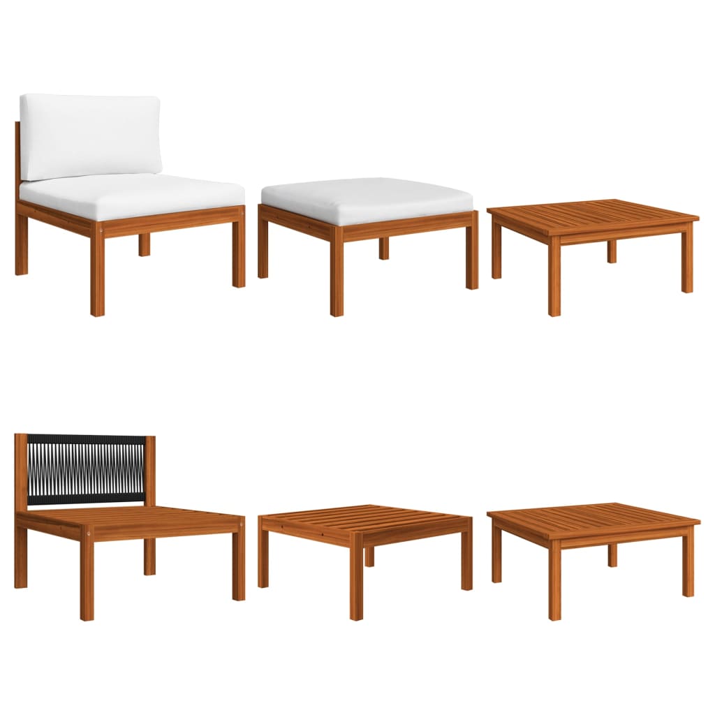Maison Exclusive - Salon de jardin 3 pièces avec coussins en bois d'acacia et corde - 2