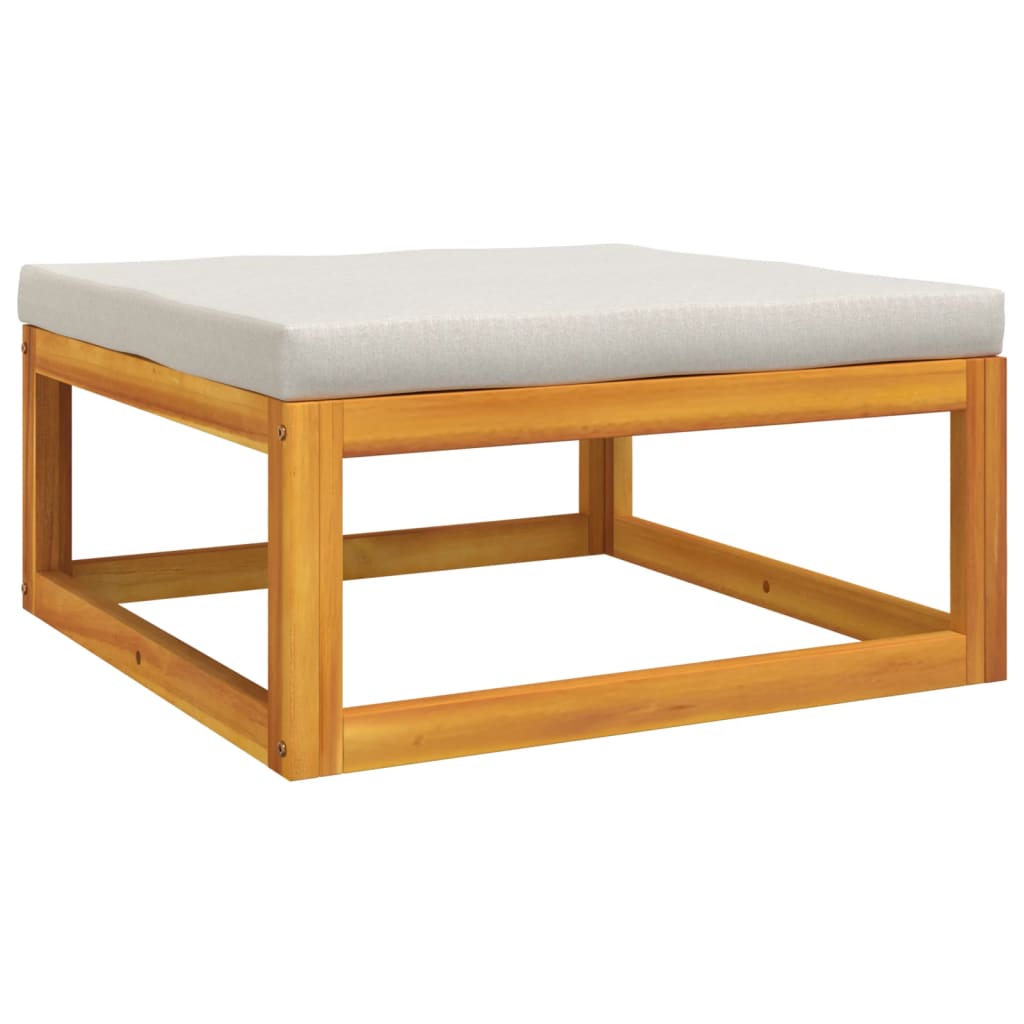 VidaXL Repose-Pieds Jardin Teck Massif + Coussin Gris Foncé – Pouf Patio Extérieur Confortable