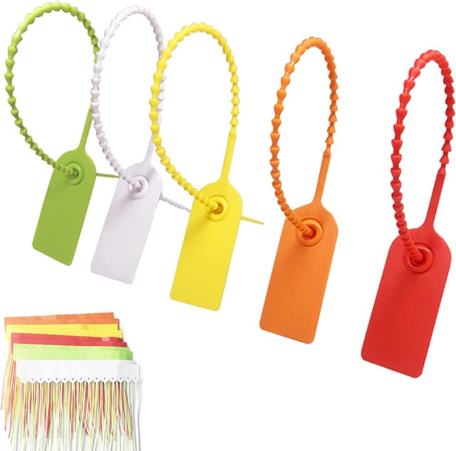 100 Pièces Plastique Serre-câble, Multicolore Serre-câble, Etiquettes Serre-câbles, étiquettes de Sécurité, Boutons Anti-contrefaçon (5 Couleurs)
