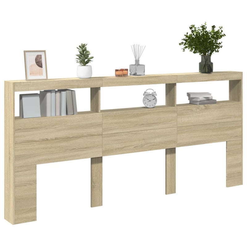 vidaXL Cabecero de cama con LED roble Sonoma 220x17x102 cm - 5