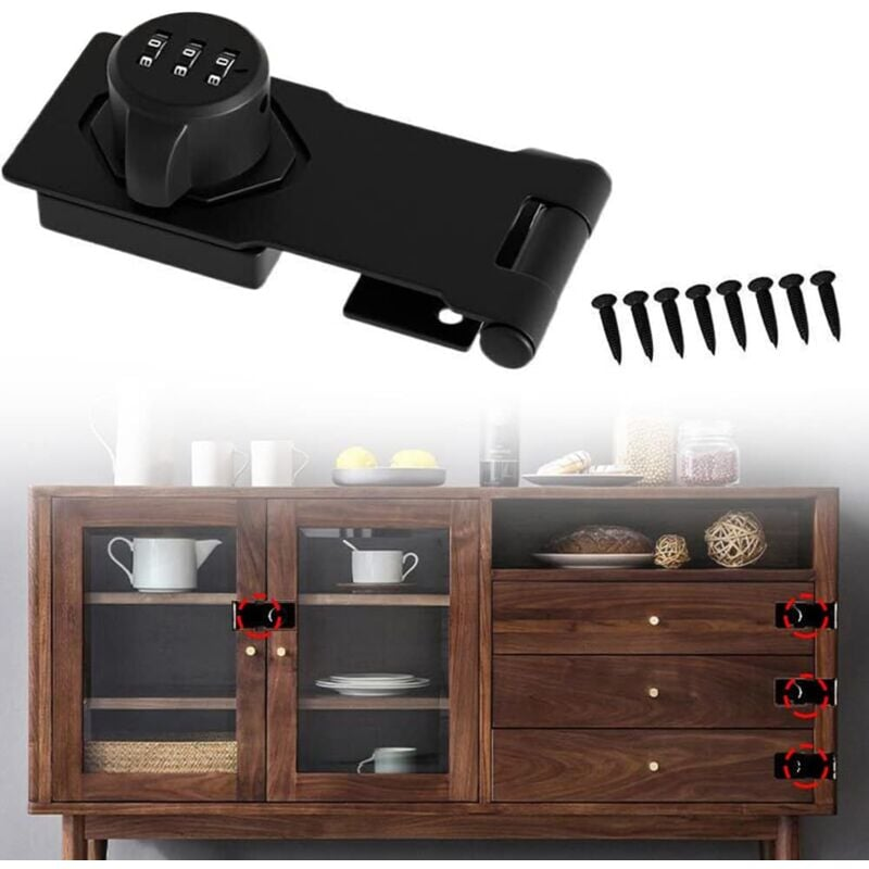 Serratura per porta codificata in acciaio inossidabile con viti per armadietti scolastici o domestici, capannoni, armadi, binari per finestre - 5