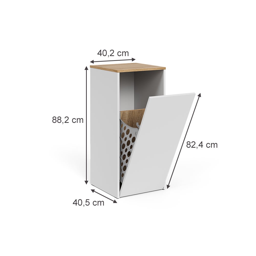 Vicco Armoire de salle de bain Viktor, Blanc/Artisan, 40.2x88.2cm avec panier à linge - 2