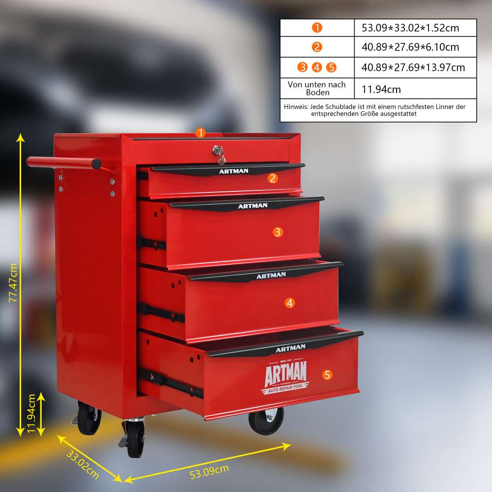 Caisse à outils roulante 4 tiroirs 20