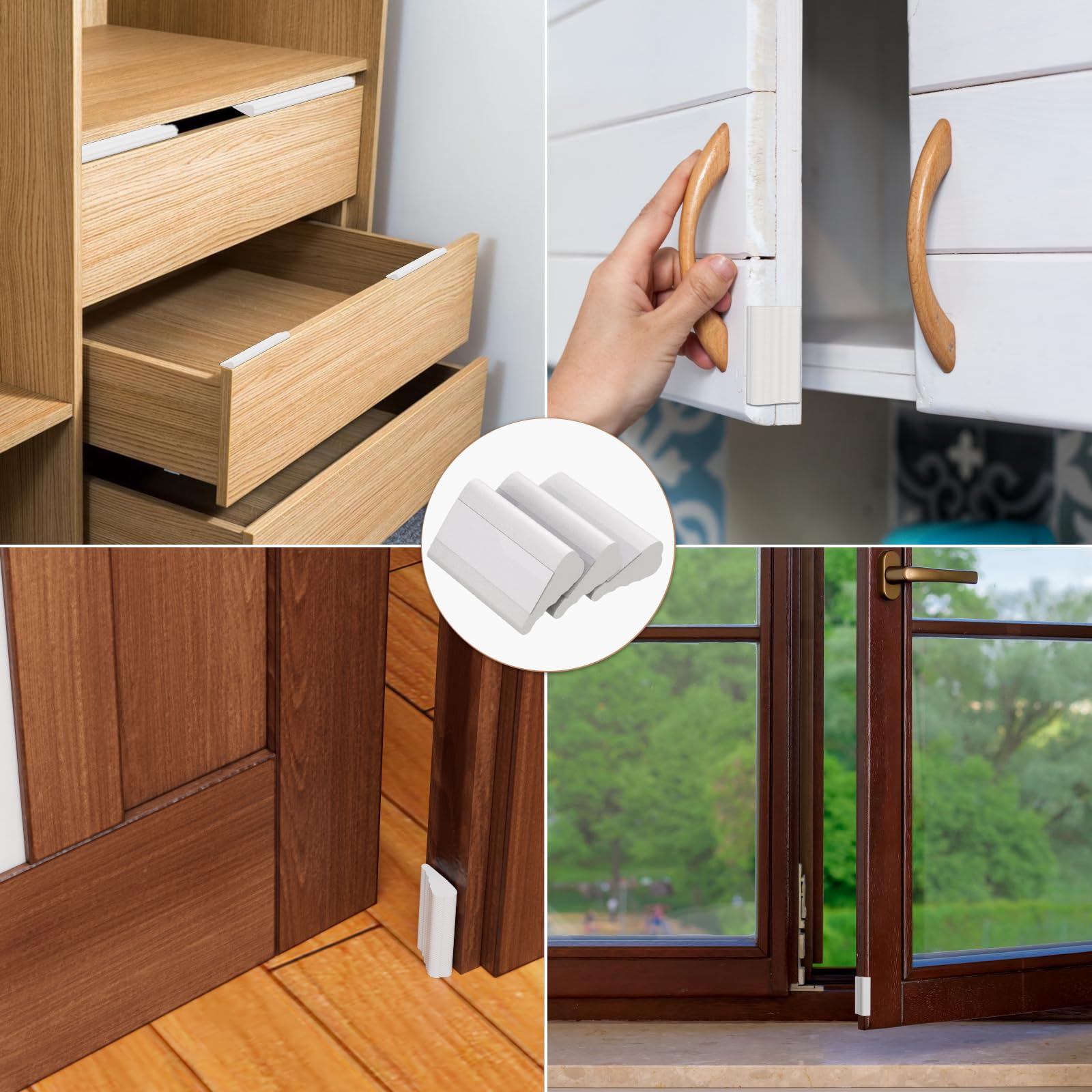 Burlete de espuma de 3 m para puerta, cortavientos para ventana corredera, tira anticolisión autoadhesiva, marco insonorizado, color blanco - 3