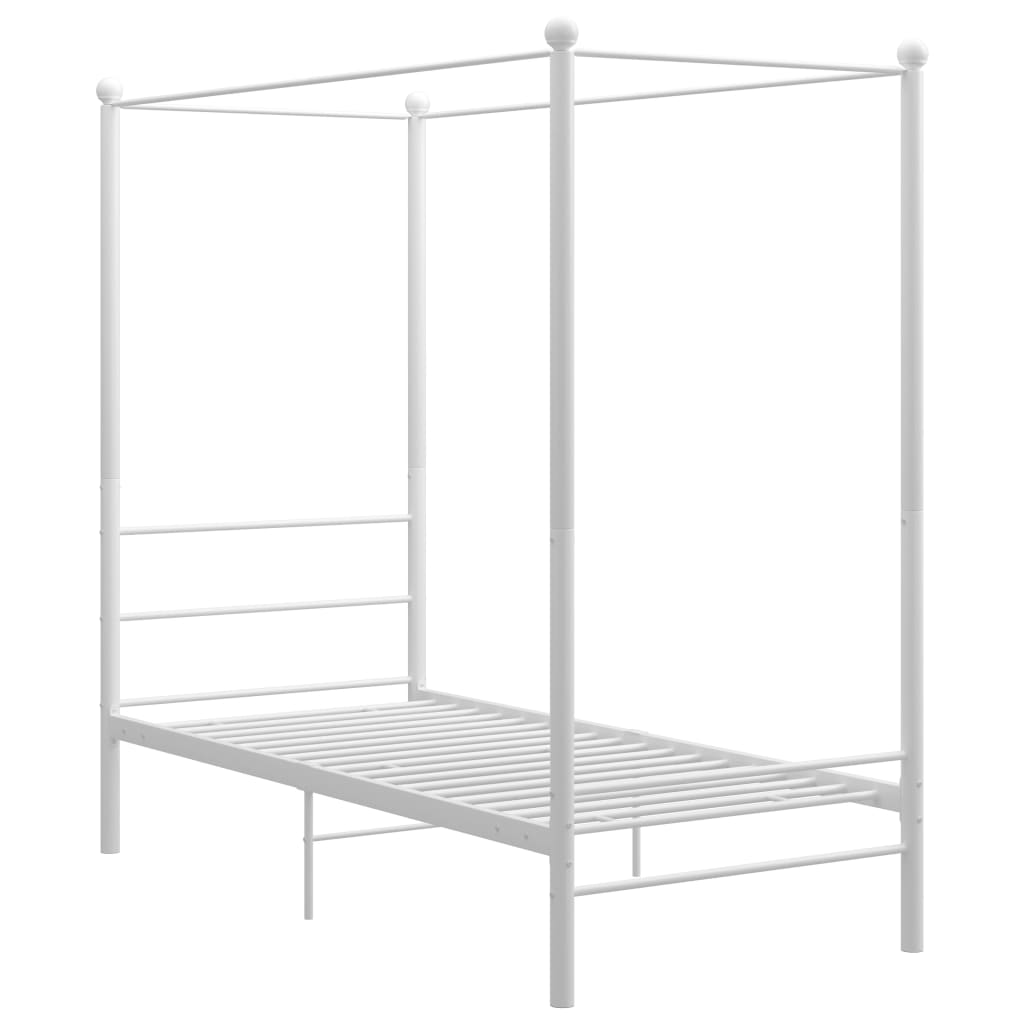 Łóżko Metalowe Rama Łóżka Ze Stelażem Do Pokoju Sypialni Biała 100 x 200 cm