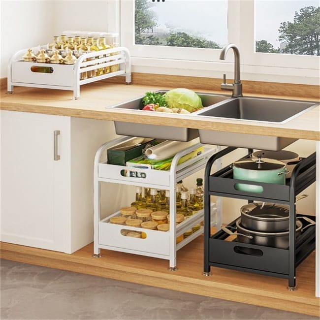 Cucina bagno sotto il lavandino scaffali di stoccaggio estraibili estraibili arm Cucina bagno sotto il lavandino scaffali di stoccaggio estraibili estraibili arm