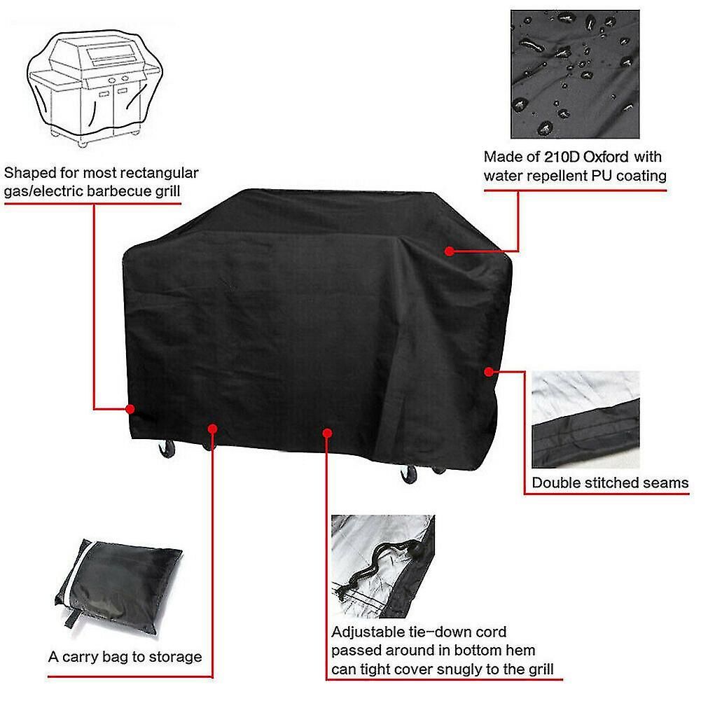 Couverture de barbecue imperméable, couverture de gril à gaz extérieur résistant noir 145x61x117cm noir - 7