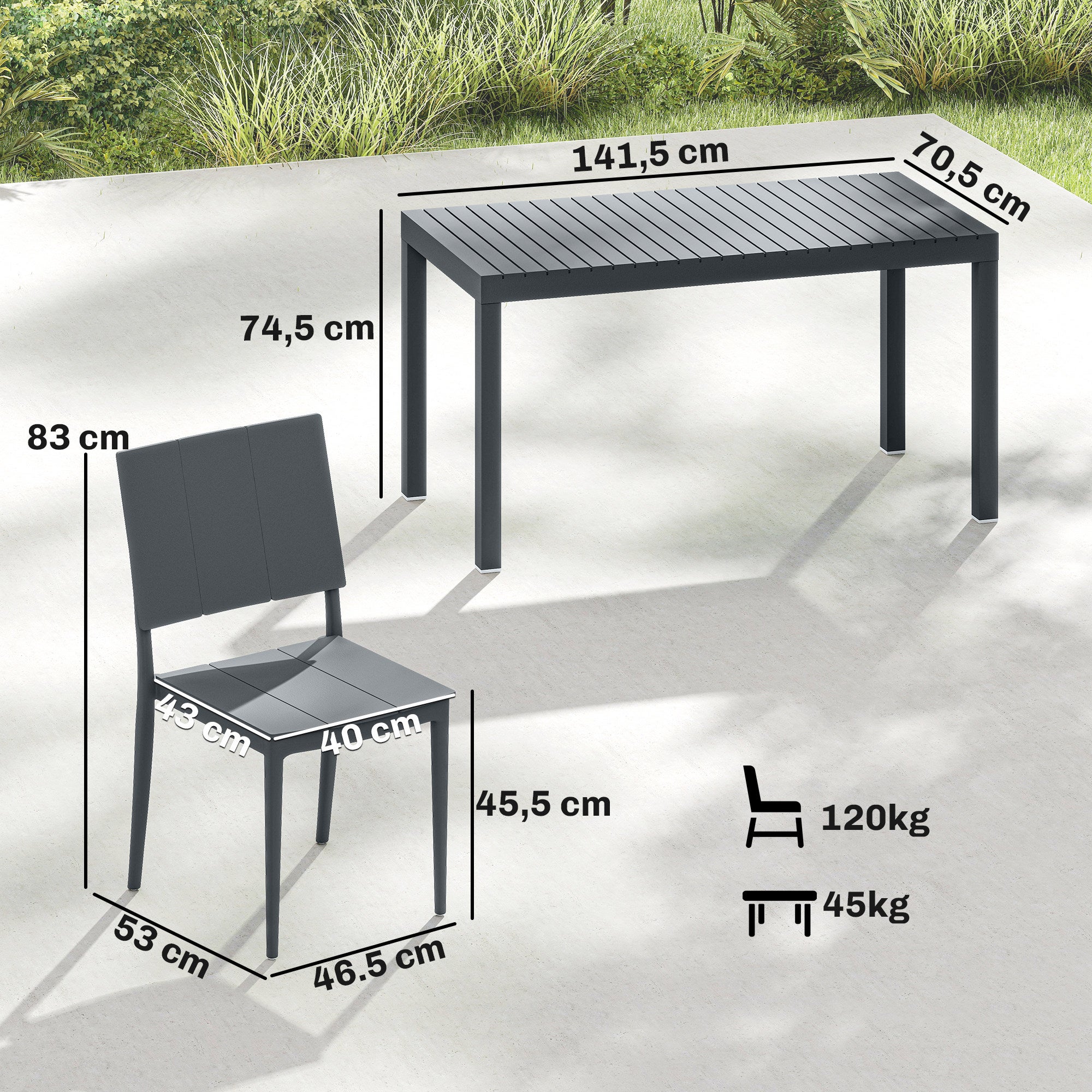 Outsunny Conjunto de Mesa e Cadeiras de Jardim 5 Peças - 3