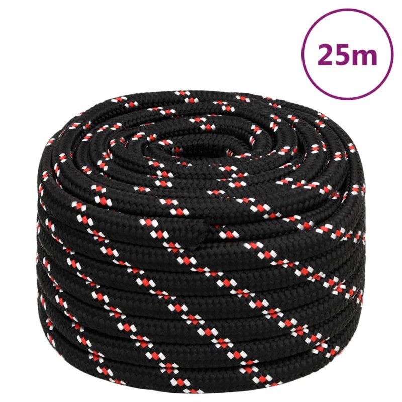 Corde D'amarrage Marine Polypropylène 18 Mm X 25 M - Noire, Résistance à La Rupture 1995 Kg - Pour Bateau, Camping, Extérieur - 7