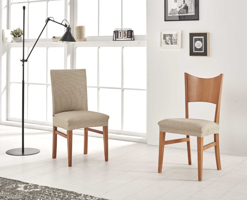 ESTORALIS | Funda de Asiento Tejido Elastico Resistente | Para Asiento de Silla | Tamaño (45x45 cm.) Modelo BERTA Color Lino - 2