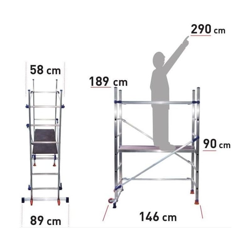 Échafaudage en aluminium Facal P6 Utility Plus 189 x 146 x 58 cm - 2