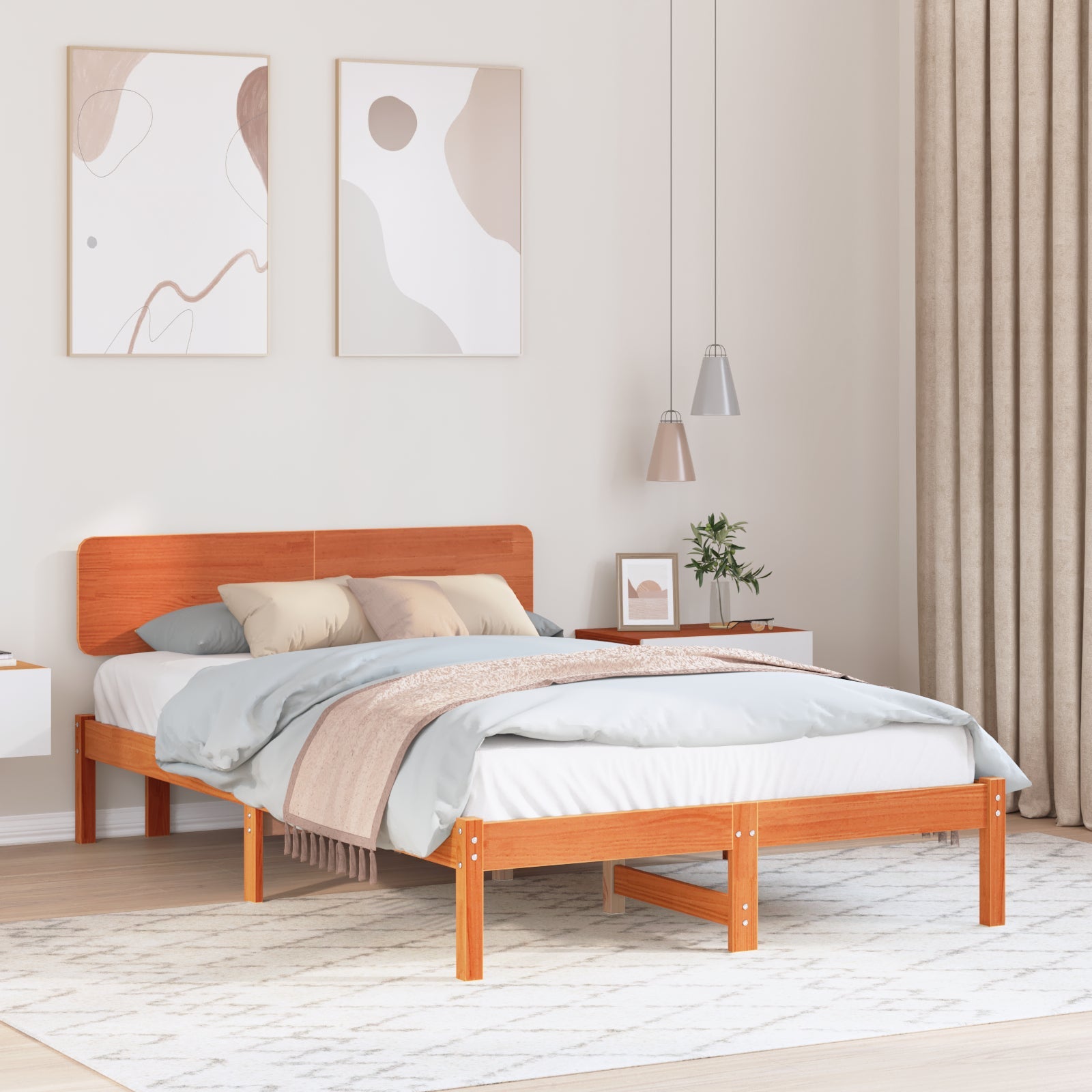 Ramka łóżka Woskowy Brąz 140 x 190 cm Lite drewno sosnowe vidaXL