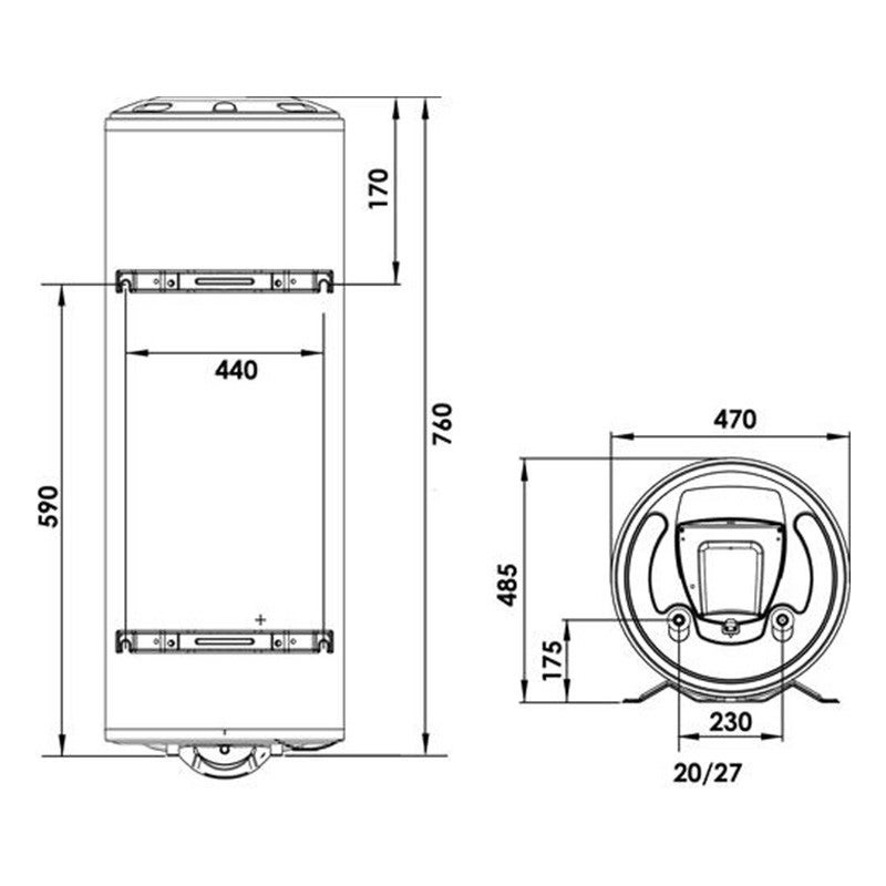 Chauffe-eau électrique vertical mural Sagéo 75L - ARISTON - 3200835 - 2