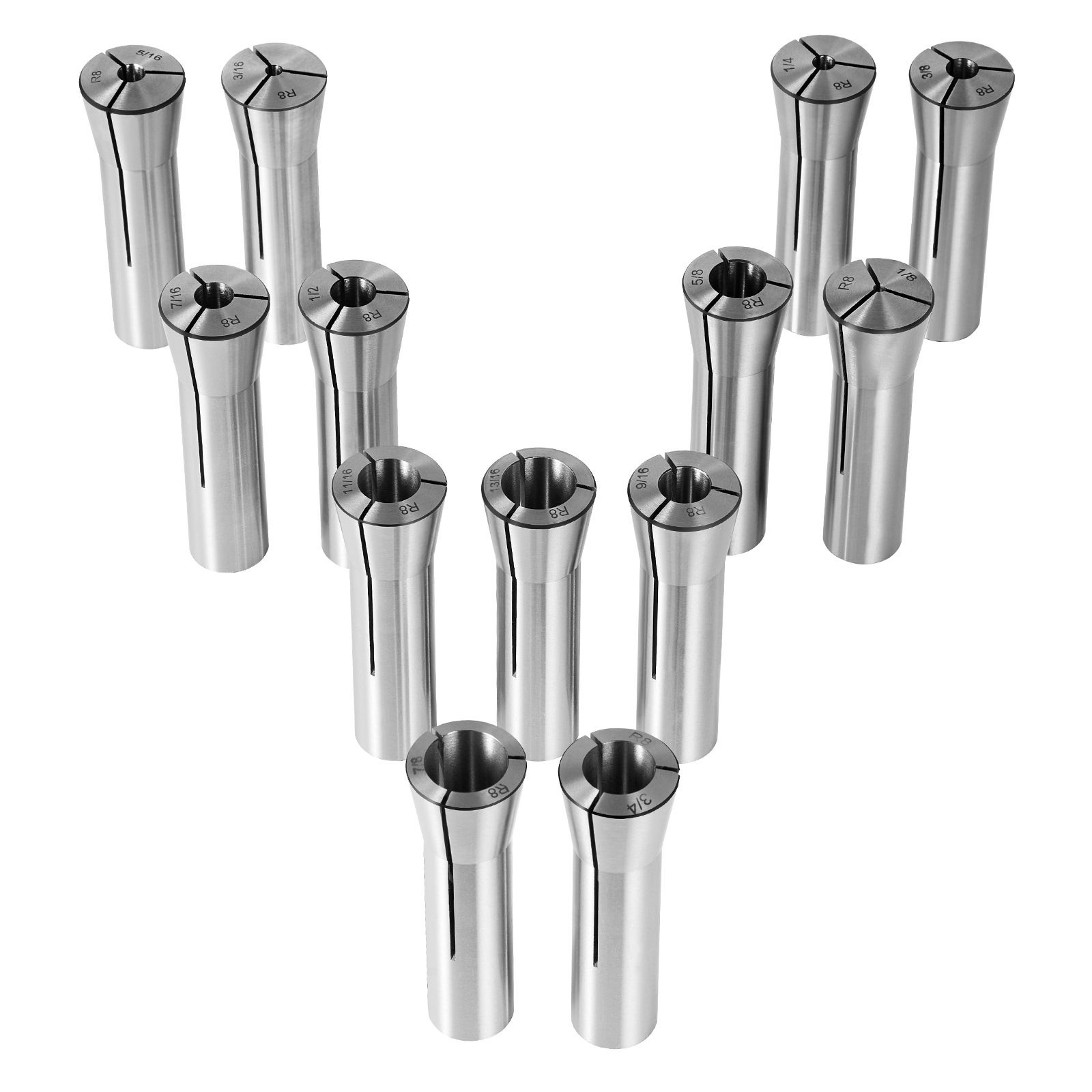 13 szt. Zestaw tulei zaciskowych Precision R8 1/8-7/8" (3,2-22,2 mm) 45 # Uchwyt tulei zaciskowej ze stali stopowej 30μm TIR do frezarek, wierta VEVOR