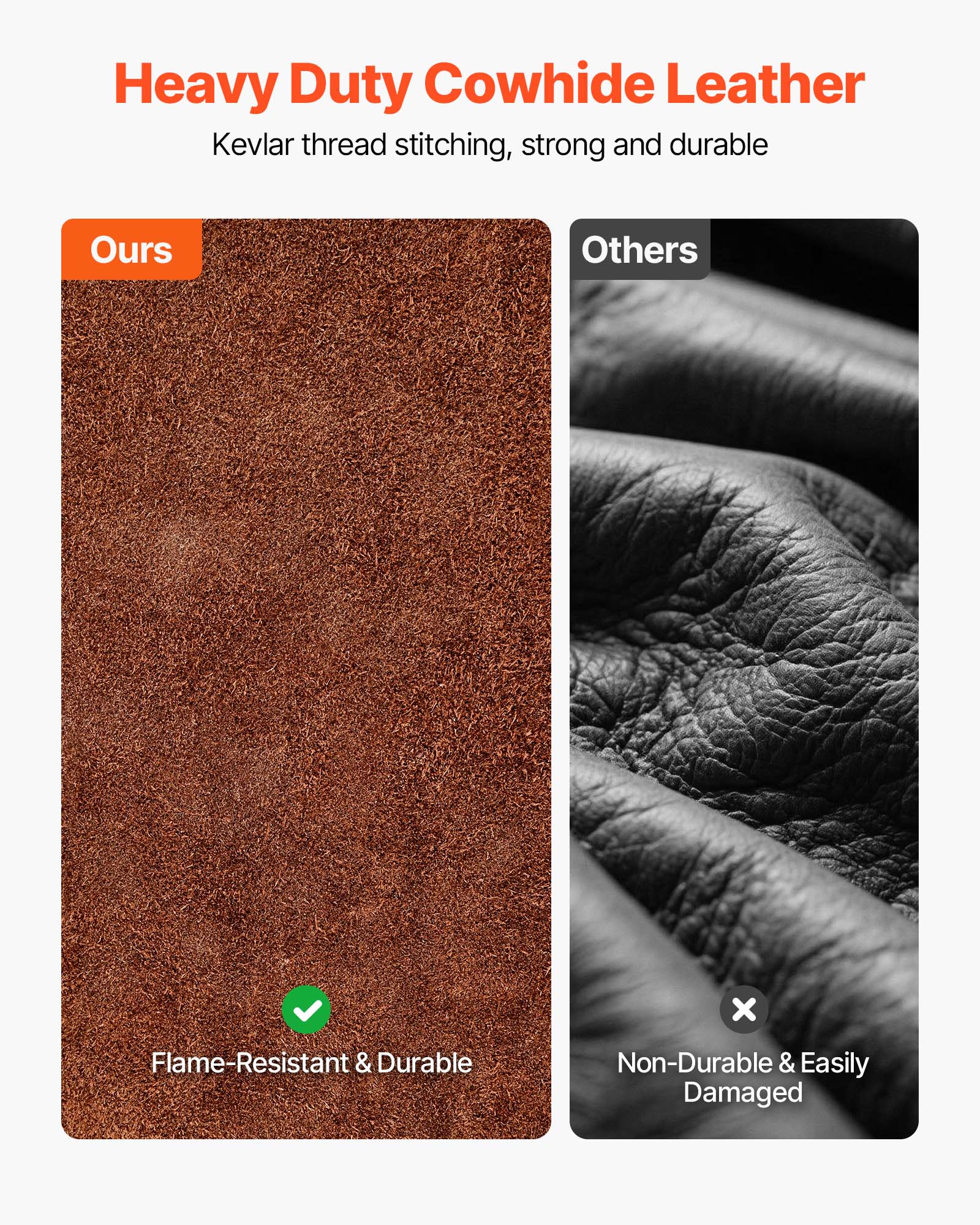 Tablier Soudage Jambe Fendue,VEVOR Pantalon Cuir Vachette,Résistant Chaleur,3 Poches,Hommes/Femmes,Travail Bois,Jardinage,Forge,Taille M - 3