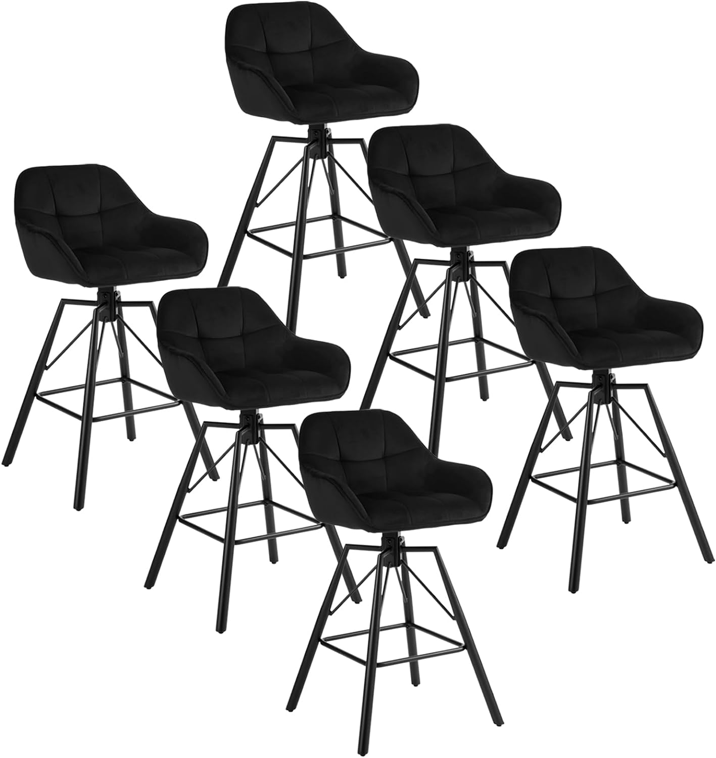 Tabouret de bar ajustable pivotant tissu Nature / Noir KINGSTON