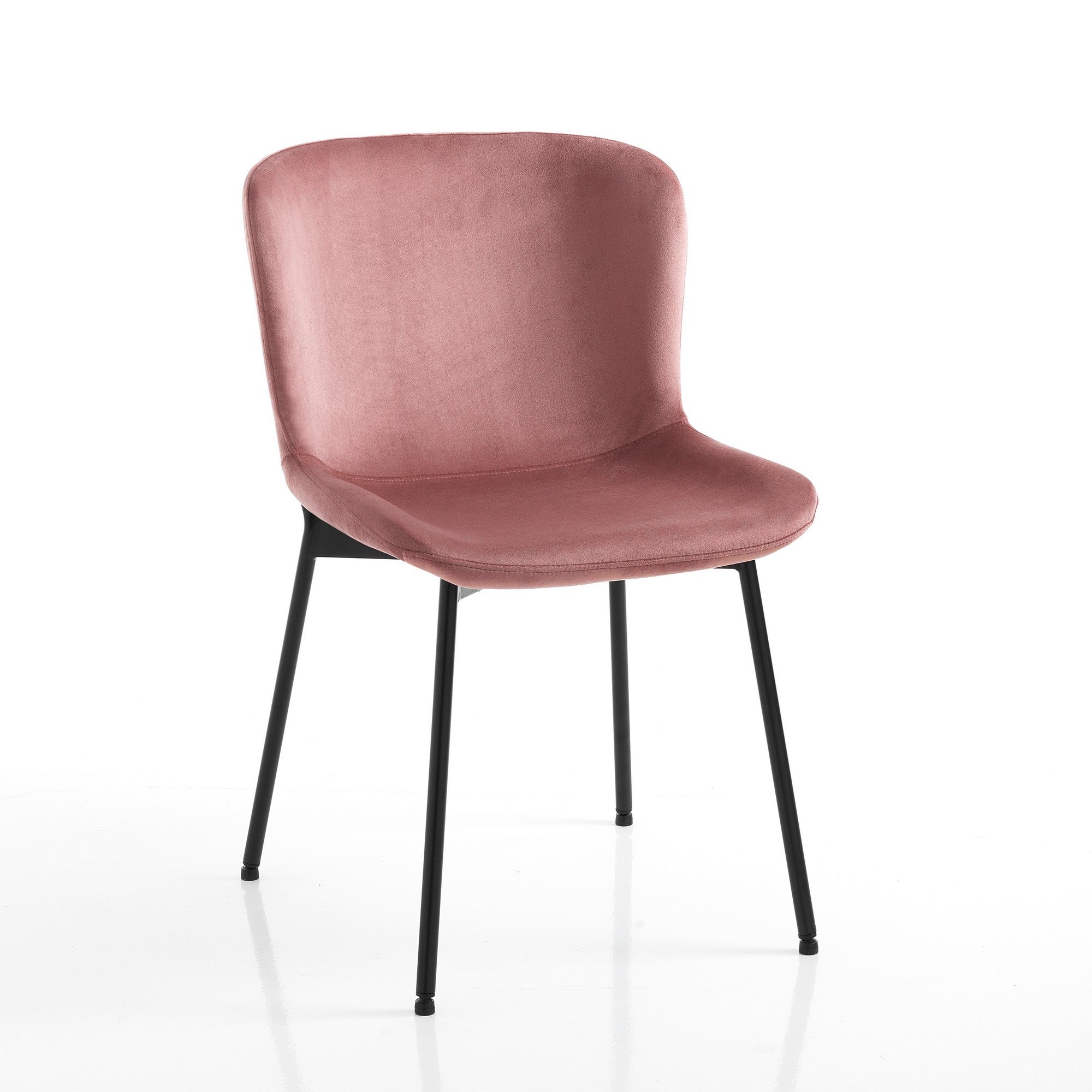 Zestaw 4 krzeseł SNUG VELVET PINK – welur pudrowy róż, metal czarny, stylowe do wnętrz