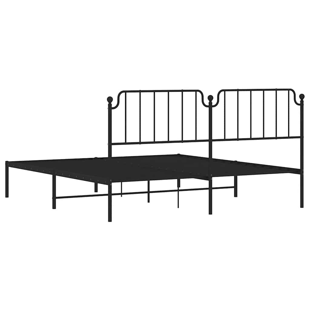 Estructura cama sin colchón con cabecero metal negro 183x213 cm vidaXL - 8