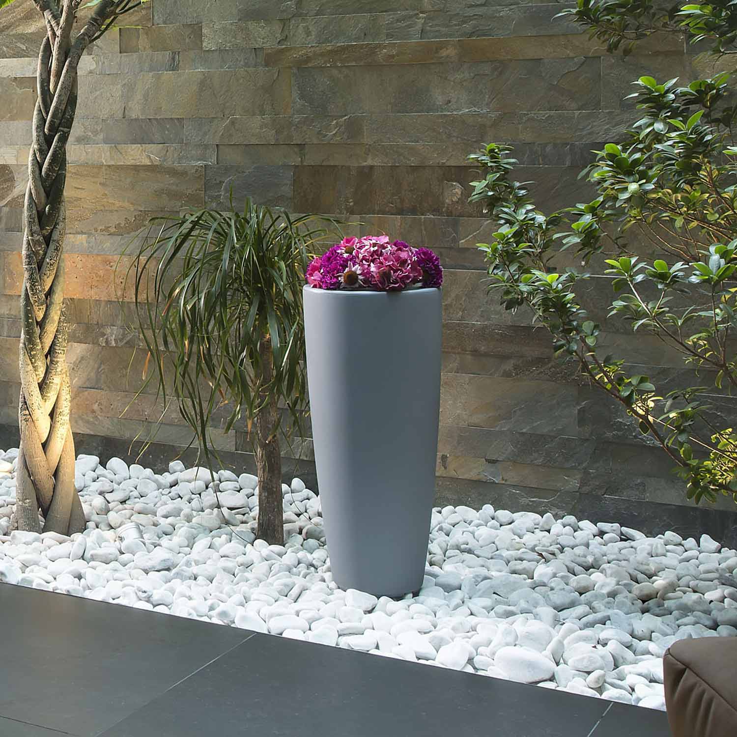 Pot de Fleurs Agave en Résine Rond Gris H70 Ø 33Cm - 8