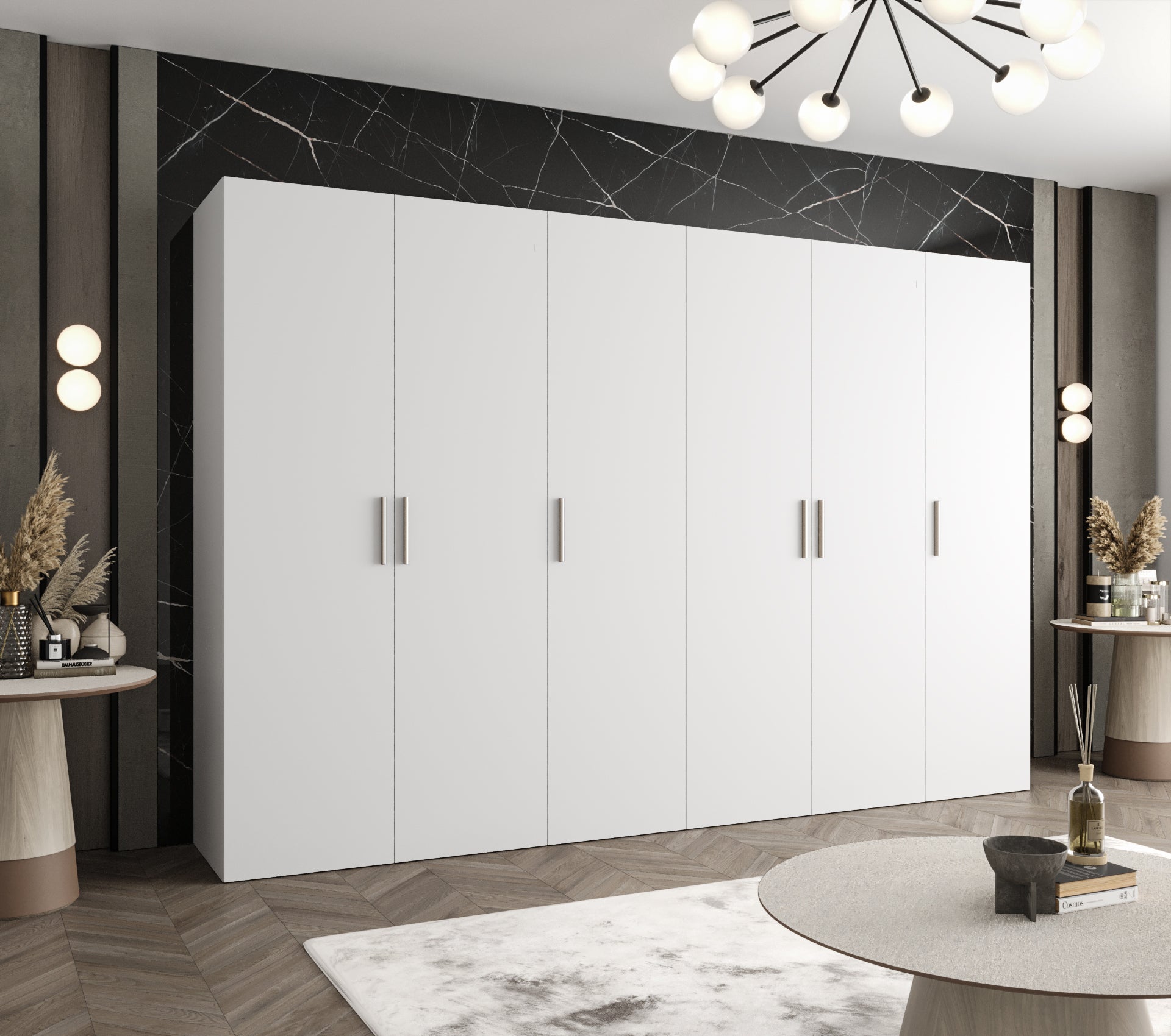 Szafa uchylna otwierana Bari 1 300 x 52 x 202 cm biały + u. srebrny Abiks Meble - 2