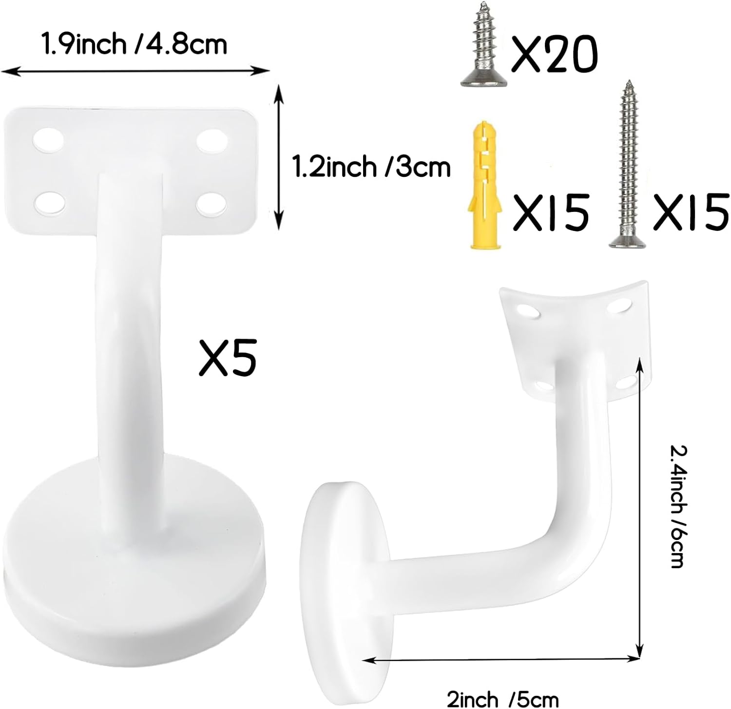 Supports de Main Courante Acier Inoxydable - 5 Pièces, Fixation Murale pour Rampe Escalier, Solide et Pratique - 2