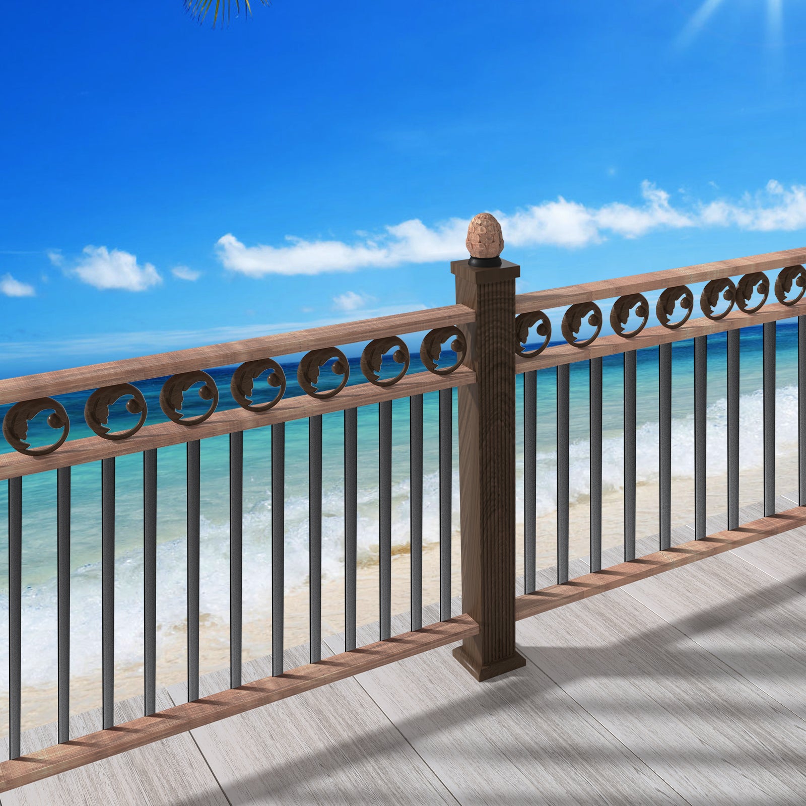 Balustres métal,VEVOR 820 x25 mm,broche rampe plate alliage d'aluminium,51tiges pont vis,balustrade creuse classique,revêtementpoudre noir satiné - 8