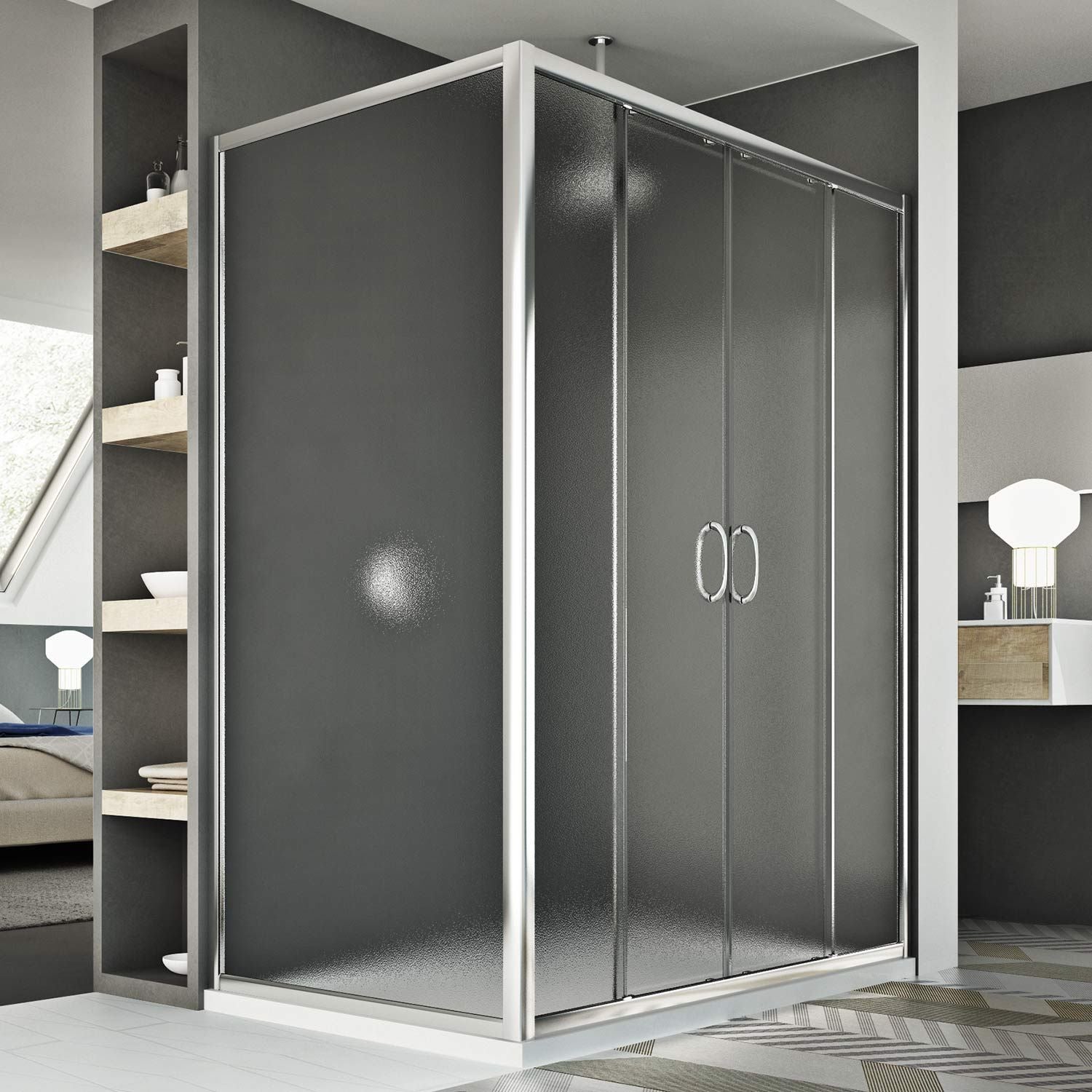 Cabine douche 75x80x75 CM H185 granité C modèle Junior Trio | Leroy Merlin