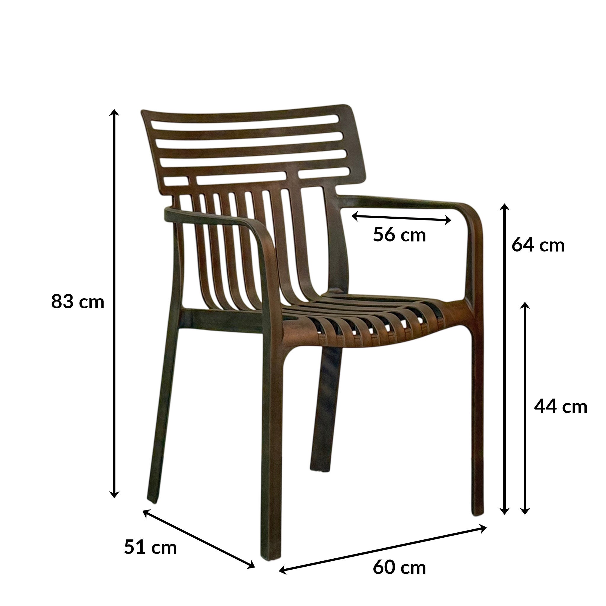 Chaise de jardin Sitwell design, résistante aux intempéries, Anthracite - 3