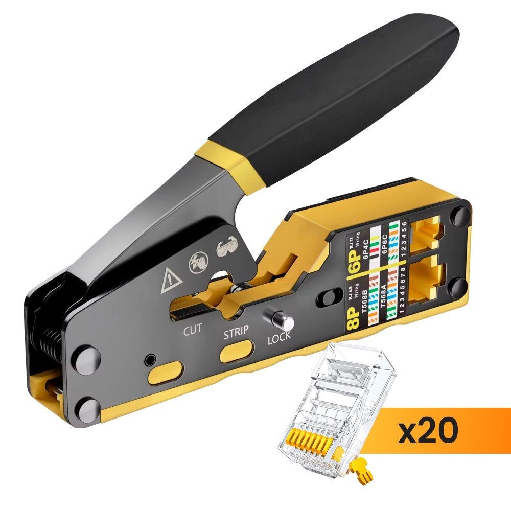 Alicate Crimpador RJ45/R11 Cortante de Exedentes 20 Conectores RJ45 ...