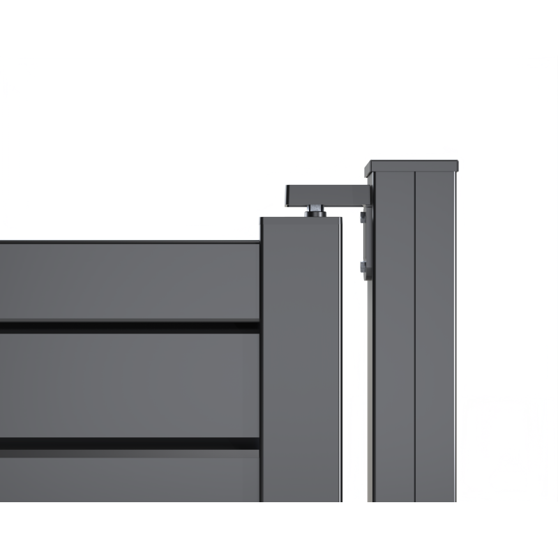 Portail battant Aluminium Persienne - Largeur 4m - Hauteur 1m75 – Gris anthracite - Prêt à poser - 4