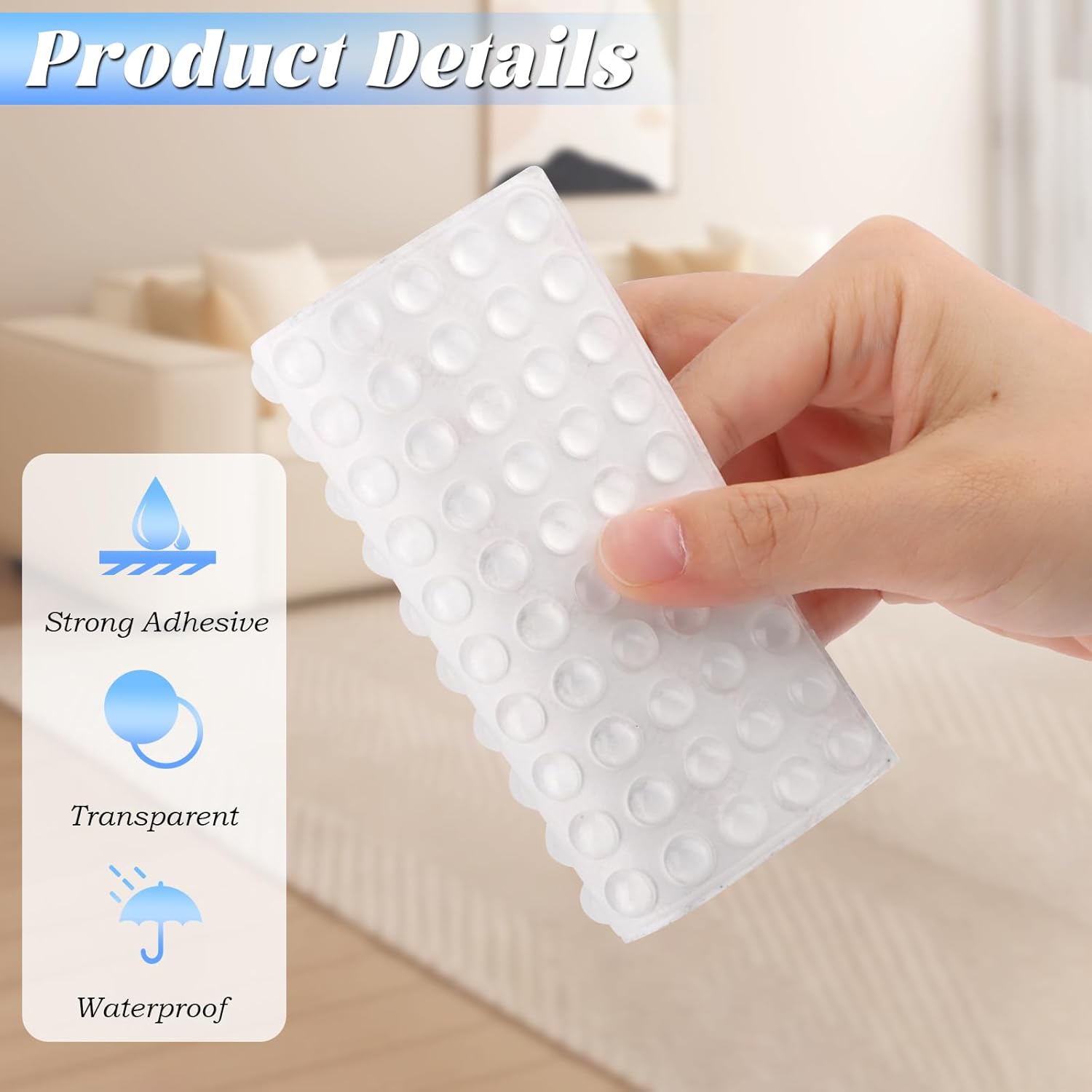 100 pezzi (8*8*2,4 mm) paraurti in silicone trasparente, paraurti autoadesivi per porte, ammortizzatori per porte di dietti - 3