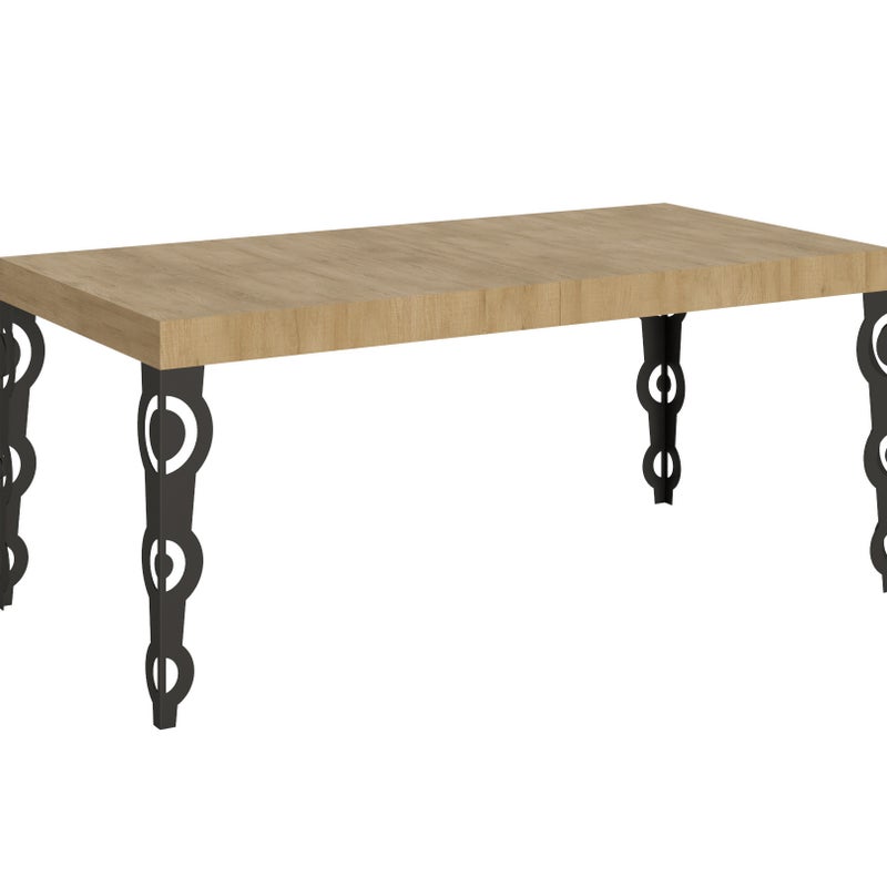 Stół rozkładany Karamay 90x180/440 cm Dąb naturalny z ramą antracytową