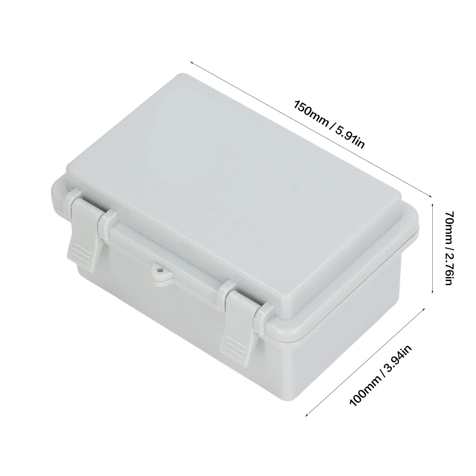 Boîte électrique étanche, boîte de jonction extérieure isolée anti-poussière avec couvercle à charnière et clip en plastique pour bricolage, gris - 6
