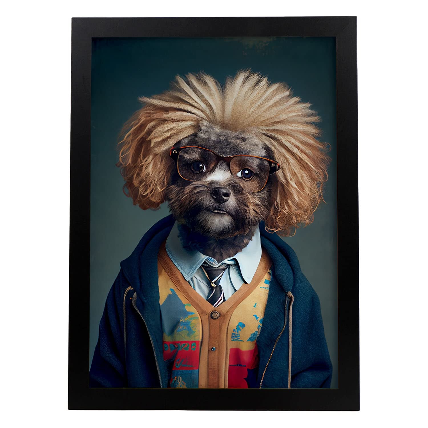 Nacnic lámina bichón maltés audaz en estilo fotografía a todo color divertidas ilustraciones de animales con ropa humana diseño y a3 marco negro