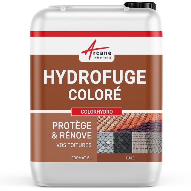 Hydrofuge Coloré Tuile et Toiture - COLORHYDRO - 5 L (jusqu'à 20 m²) Brun Cuivré - RAL 8004 - ARCANE INDUSTRIES