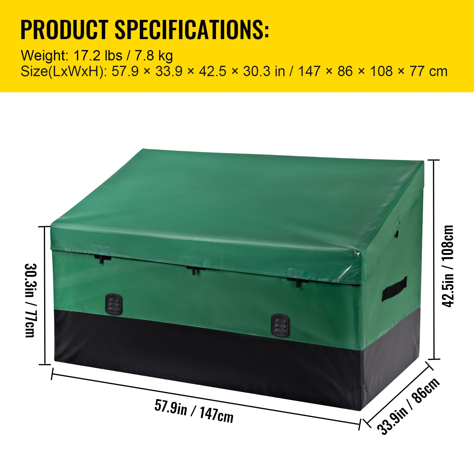 Coffre rangement extérieur 230 gallons,SucceBuy bâche PE imperméable,cadre galvanisé,protection toutes saisons pour camping,jardin,piscine,cour - 9