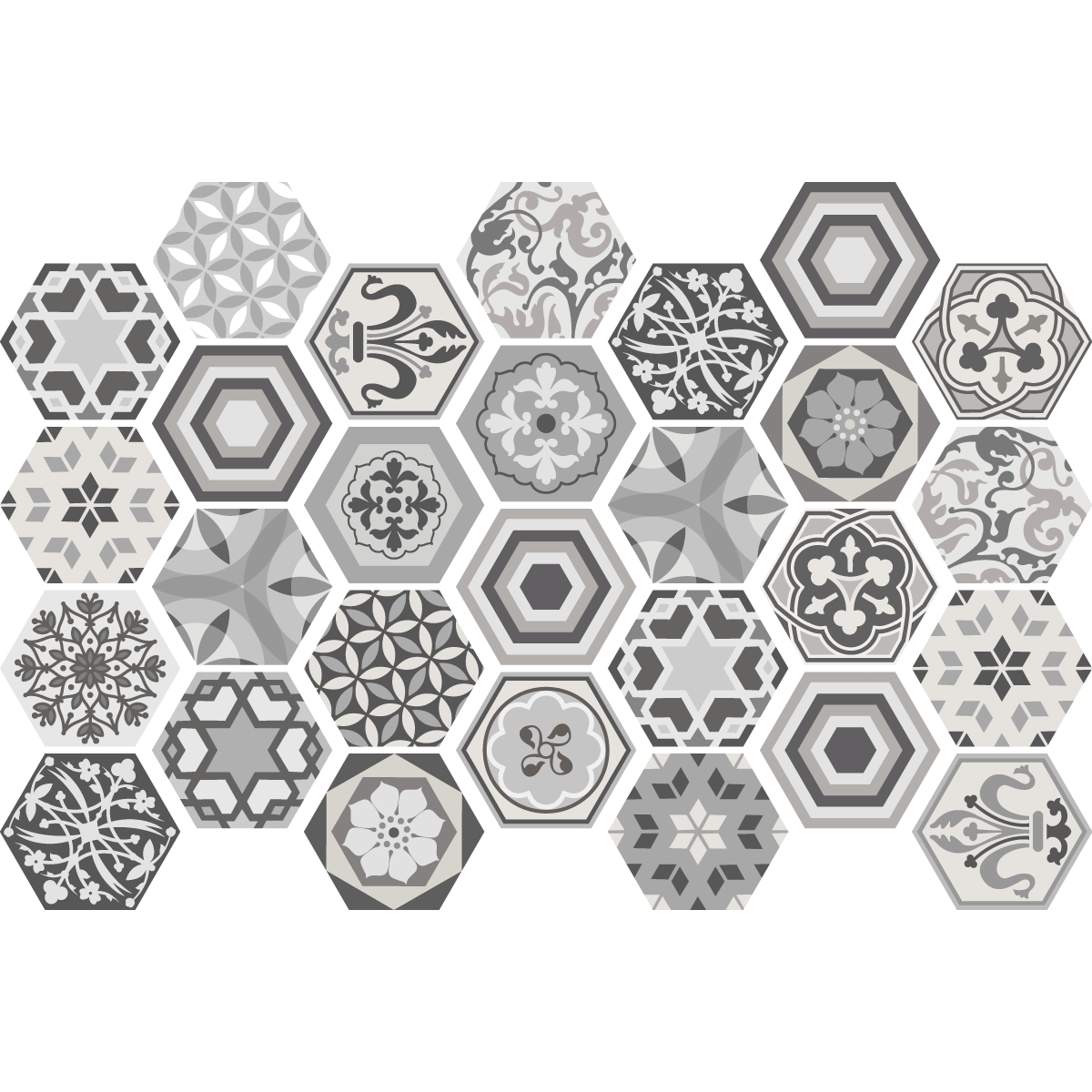 Adesivo piastrelle esagonali sfumature di grigio mosaico - Sticker adesivo - adesivi murali - 28stickershexagones15x13,5cm - 2